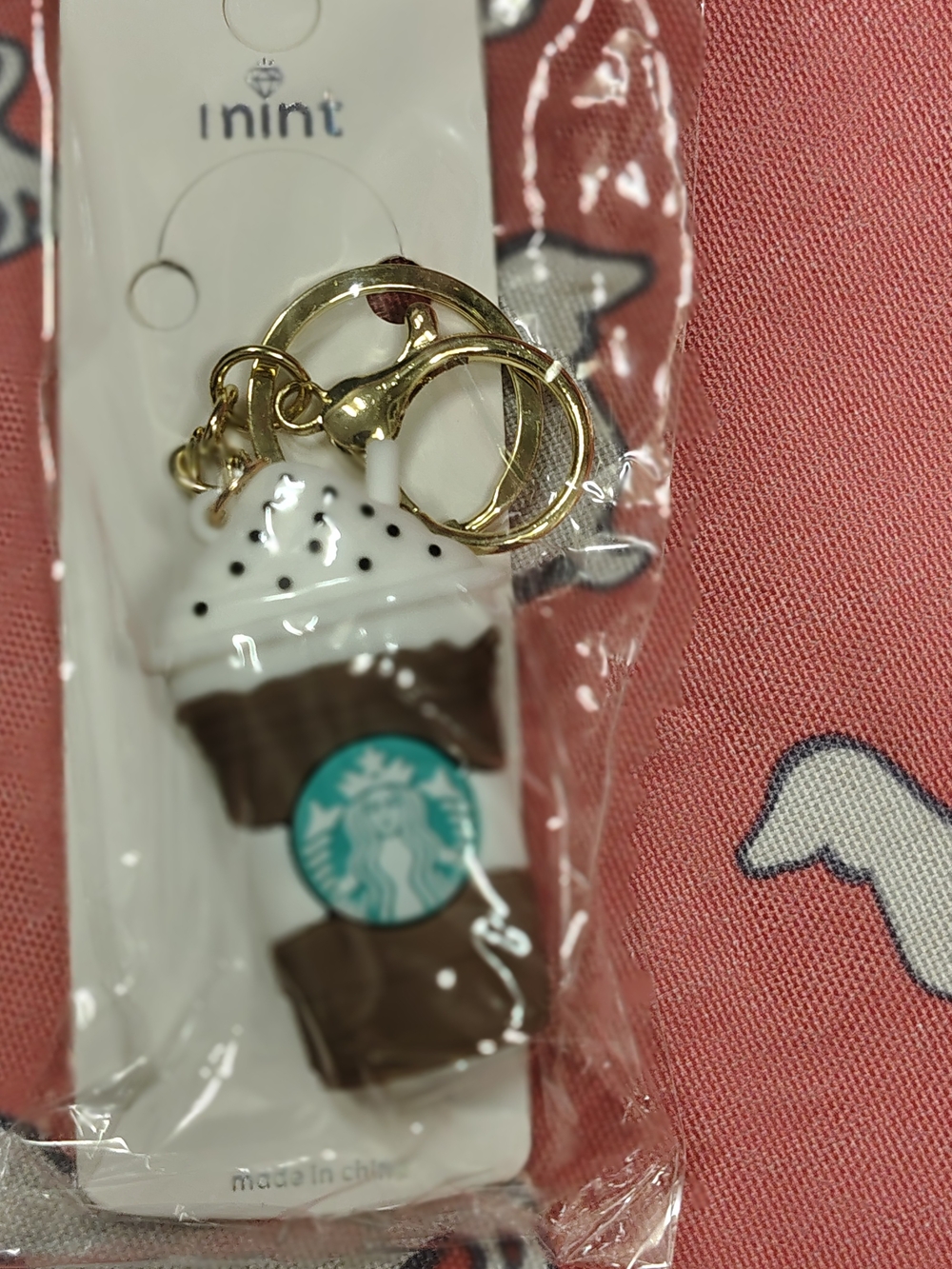 Starbucks Cup Keychain Charm - White, Brown, Teal, Gold